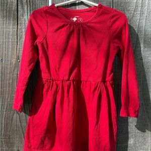 Primary Red Long-Sleeve Knit Peplum Dress